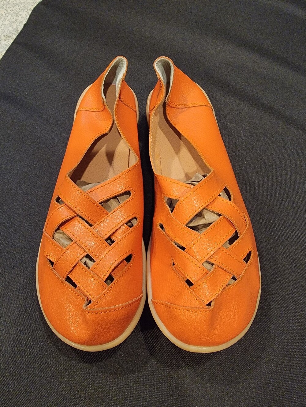Orange  Woven Faux Leather Slip-On Shoe